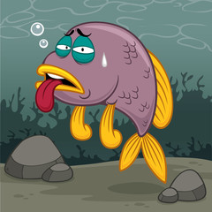 Fototapeta premium Vector illustration of Cartoon fish sick