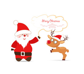 Fototapeta na wymiar Santa claus and deer greeting card