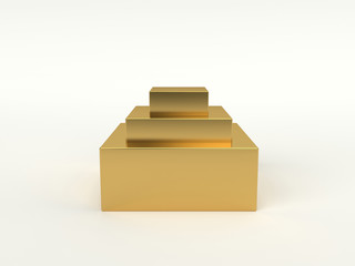 Golden podium with three steps. 3D isolated