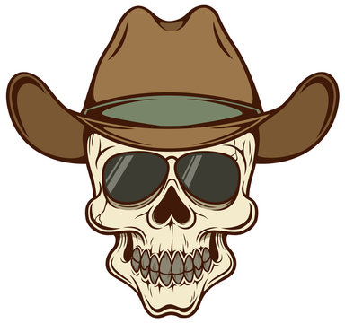 Vector illustration of Cowboy skull