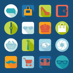 Set of fashion flat icons