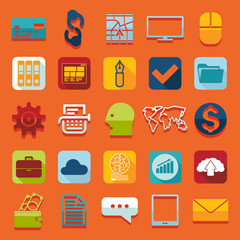 Set of business flat icons