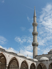 Fototapeta na wymiar Minaret of Sultan Ahmed Mosque (Blue Mosque), Istanbul, Turkey