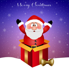 Santa Claus in gift box for Christmas