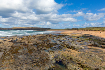 Blue sky Constantine Bay Cornwall England UK