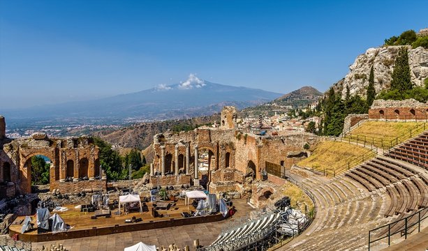 Greek theater,Taormina and Etna, Sicily.