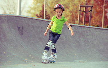 Little girl on roller skates
