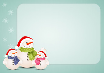 Funny family of snowman at Christmas