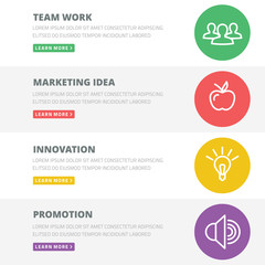 Flat design concept for team work, marketing, innovation, promot