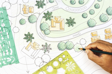 Landscape Architect Designing on site analysis plan