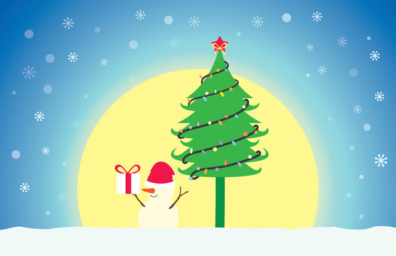 Snowman under the Christmas tree.
