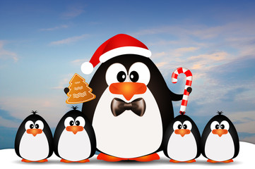 Penguins family at Christmas