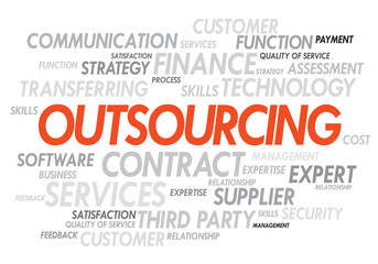Word cloud concept illustration of business outsourcing