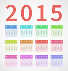 Calendar annual 2015 in flat design