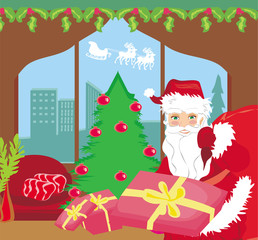Happy New year card with Santa