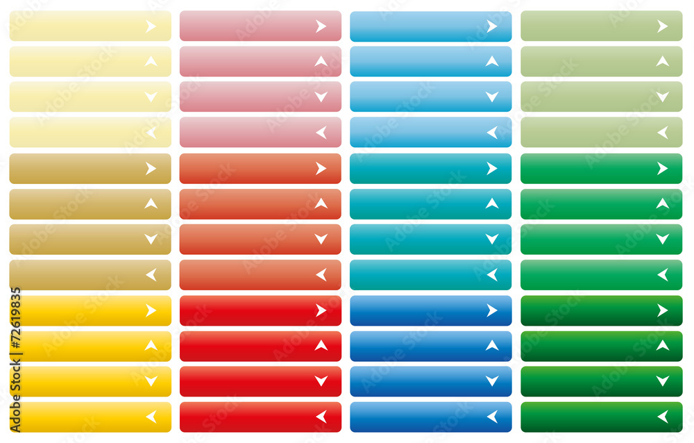 Wall mural set of web buttons with arrow in color combination