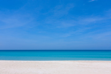 Fototapeta na wymiar Blue sky and white sand at a beach in Sabah,Malaysia,Borneo