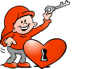 Happy Christmas Elf  with the key to the heart