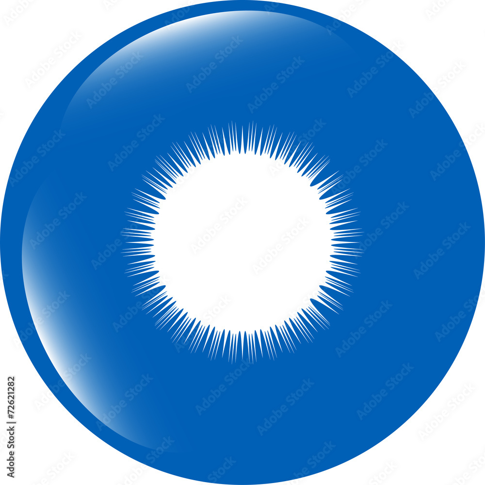 Poster sun on web icon button isolated on white background