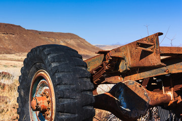 Close up car wreck desert