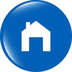 Home web icon, house sign on button