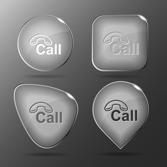 Hotline. Glass buttons. Vector illustration.