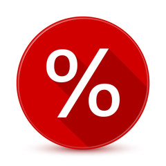 Red percent sign icon with long shadow