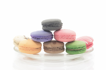 colorful macarons isolated on white background