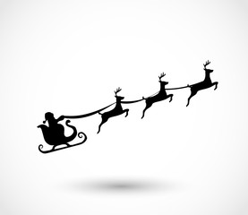 Santa on sleigh with reindeers icon vector