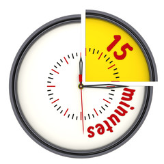 Интервал времени 15 минут (15 minutes). Часы с надписью