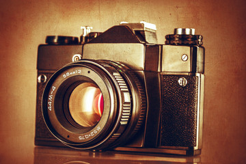 Abstract textured image of vintage camera