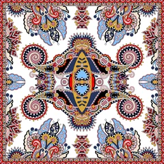 Poster Im Rahmen Traditional ornamental floral paisley bandanna. Square ornament © Kara-Kotsya