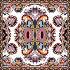 Poster Traditional ornamental floral paisley bandanna. Square ornament © Kara-Kotsya