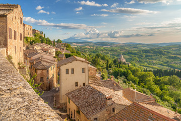 Landscape of the Tuscany seen from the walls of Montepulciano, I - obrazy, fototapety, plakaty