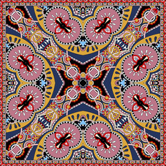 silk neck scarf or kerchief square pattern design