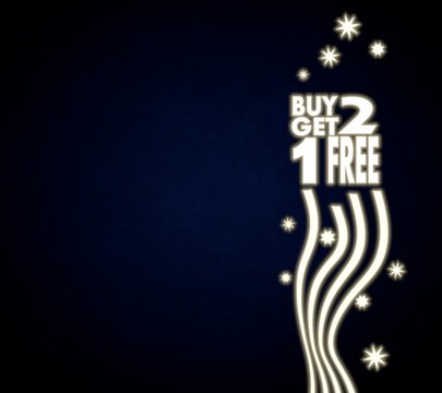 a buy two get one free background with stars
