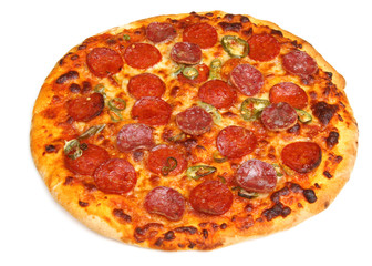 Pepperoni Pizza Isolated on White
