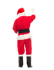 man in costume of santa claus writing something