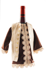 Wine bottle dressed in European folklore boyar costume