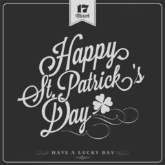 Saint Patrick's Day Typographical Background On Chalkboard