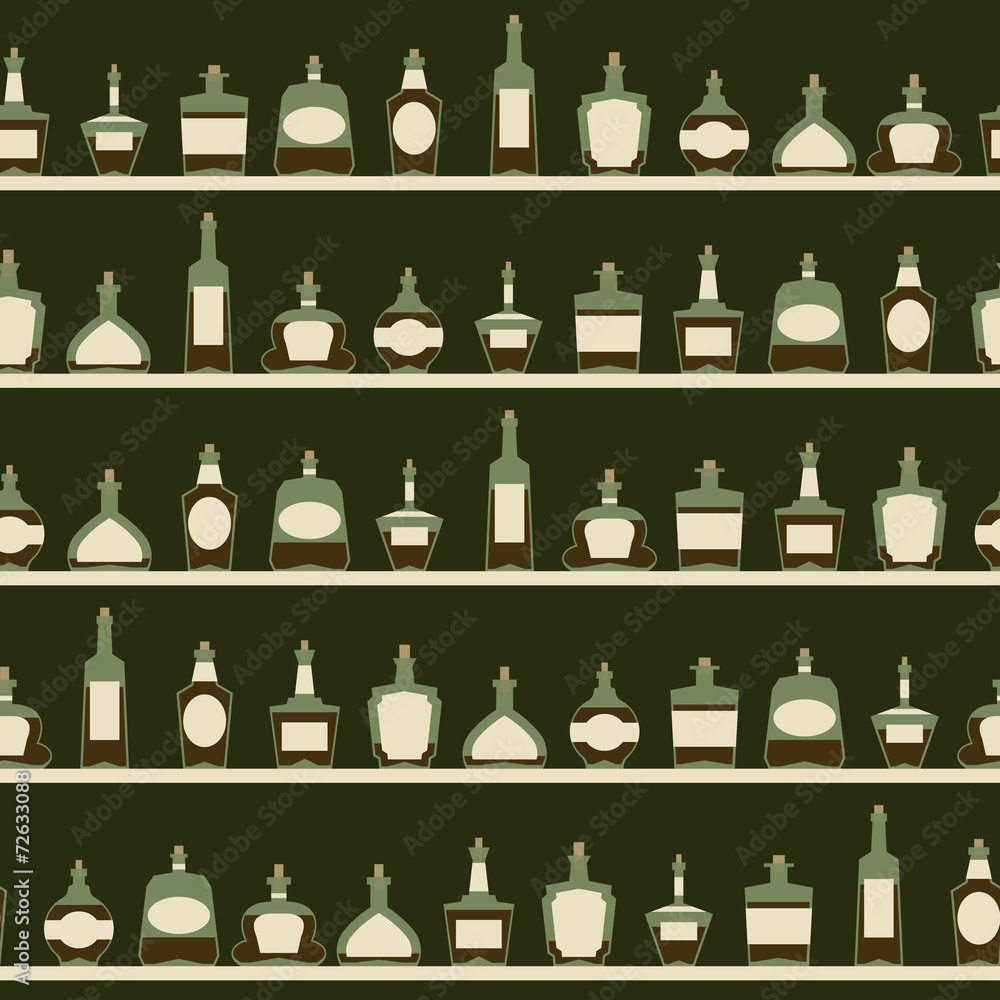 Poster Seamless pattern with bottles.