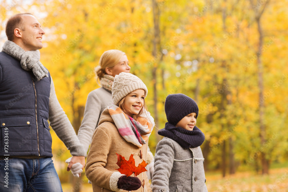 Canvas Prints happy family in autumn park