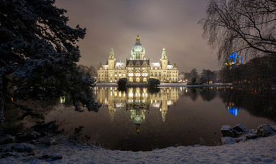 City Hall of Hannover, Germany at Winter by night