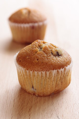 Two mini blueberry muffins
