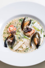Octopus soup with mussels