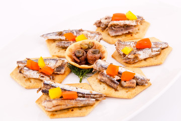 Fish on crackers