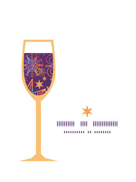 Vector textured christmas stars wine glass silhouette pattern