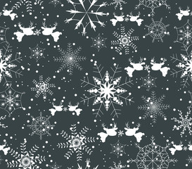 deer and snowflakes seamless pattern