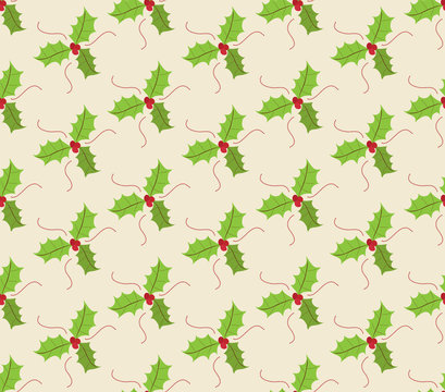 seamless pattern holly berry