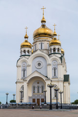 Fototapeta na wymiar Russian Orhodox Cathedral in Khabarovsk, Russia